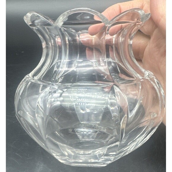 VTG Rogaska Clear Crystal Vase Scalloped Edge Heavy 5” - Picture 4 of 7